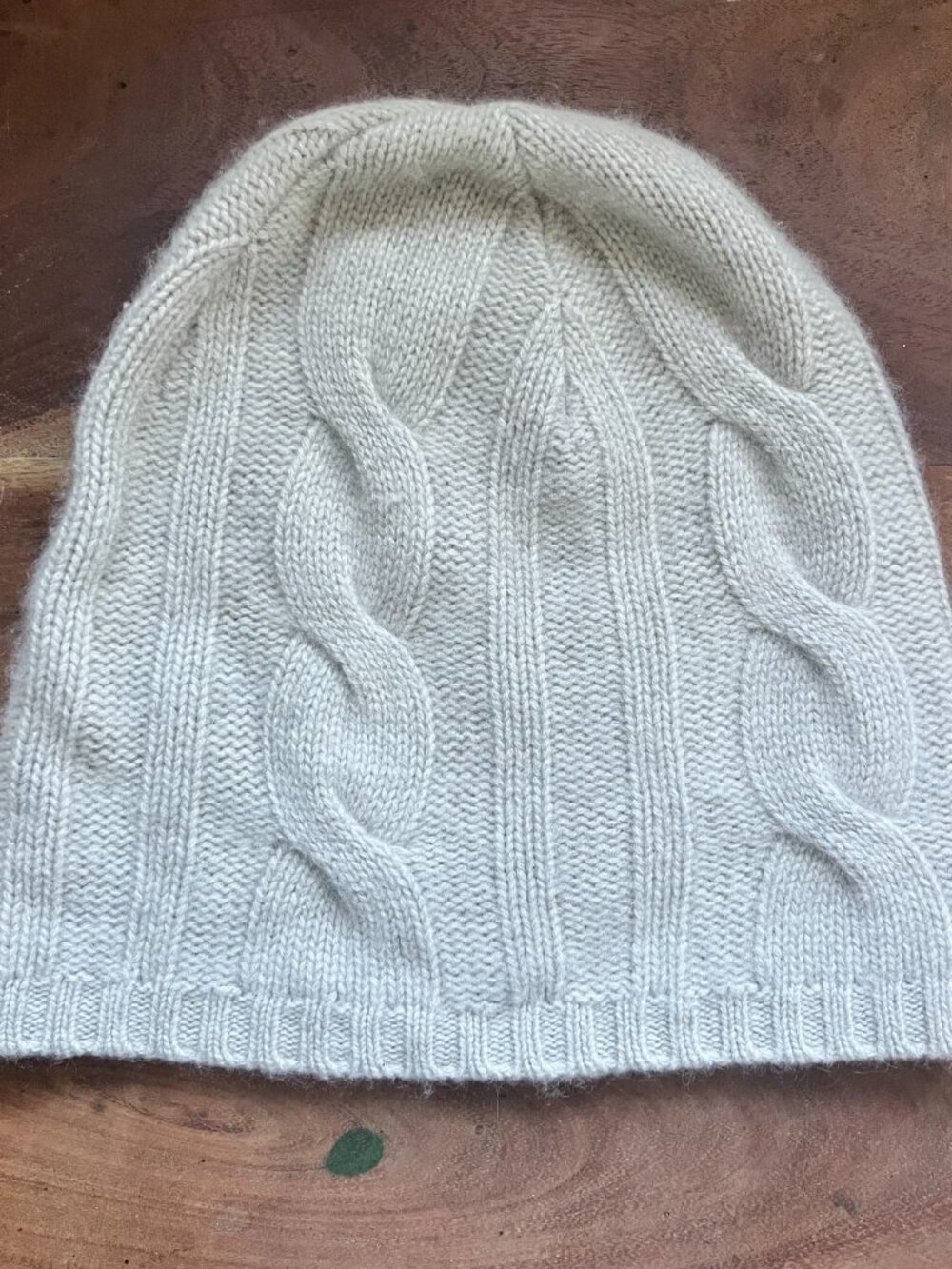 Kujten Cashmere Paris Cable Knit 100% Cashmere Cream Ivory Beige Nude Beanie - Picture 2 of 7